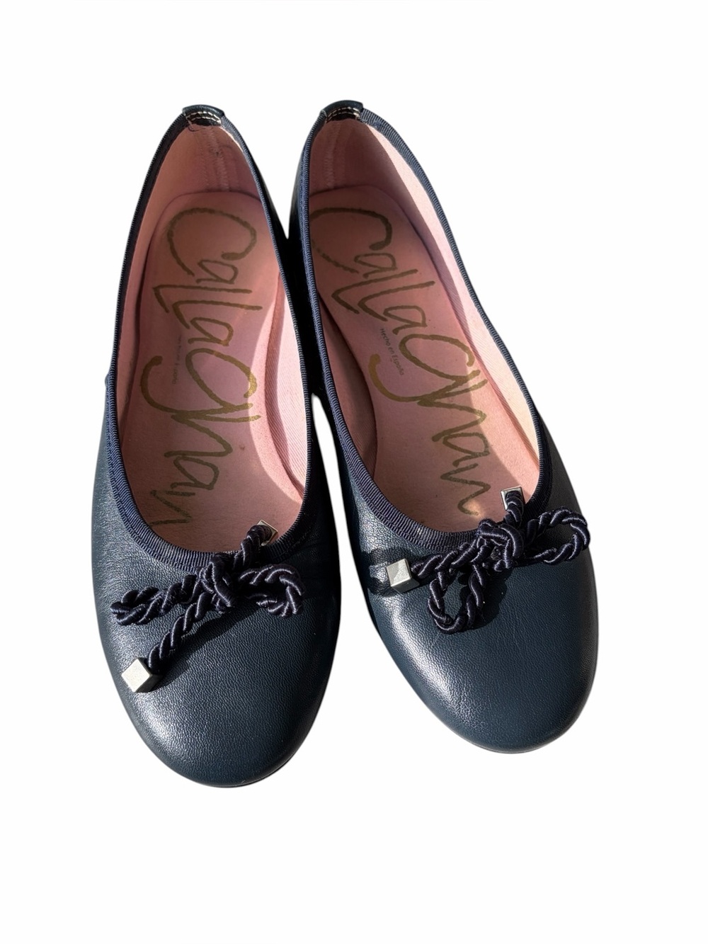 Callaghan navy leather ballet flat